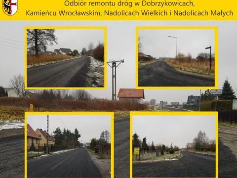 Odbiór remontu dróg w Dobrzykowicach, Kamieńcu Wrocławskim, Nadolicach Wielkich i Nadolicach Małych