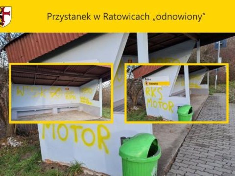 Wandale "odnowili" przystanek autobusowy w Ratowicach