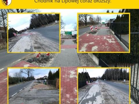 Chodnik na Lipowej coraz dłuższy.