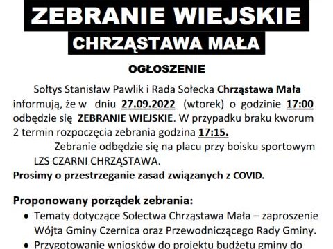 Zebranie wiejskie sołectwa Chrząstawa Mała