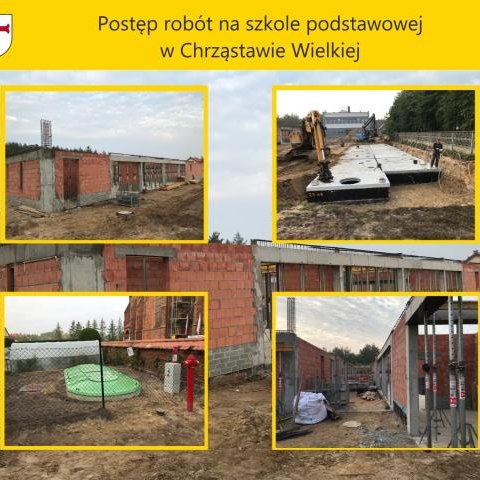 Postęp robót na szkole podstawowej w Chrząstawie Wielkiej