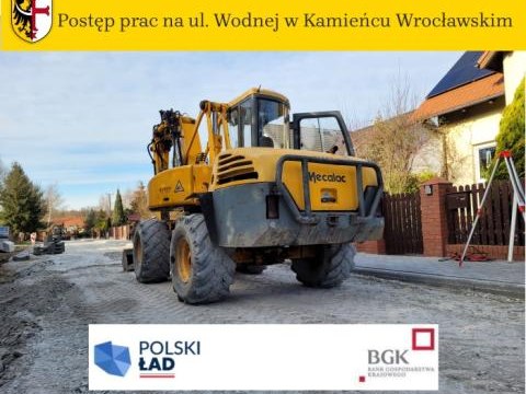 Postęp prac na ul. Wodnej w Kamieńcu Wrocławskim