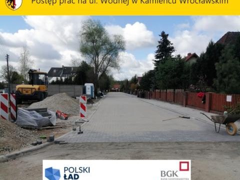 Postęp prac na ul. Wodnej w Kamieńcu Wrocławskim