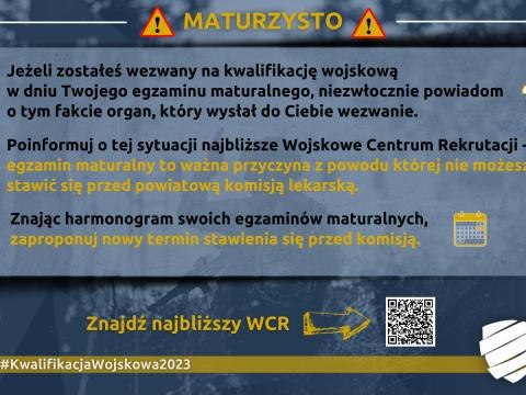 Termin wezwania na kwalifikację wojskową przypadający na dzień matury