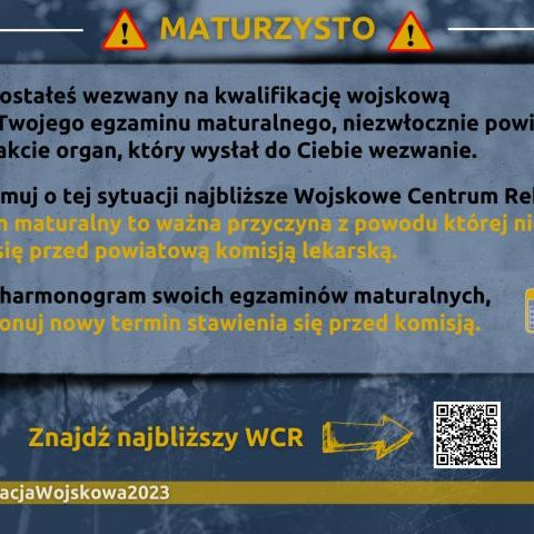 Termin wezwania na kwalifikację wojskową przypadający na dzień matury