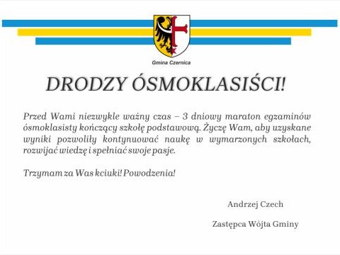 DRODZY ÓSMOKLASIŚCI!