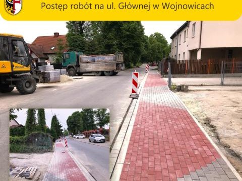 Postęp robót na ul. Głównej w Wojnowicach