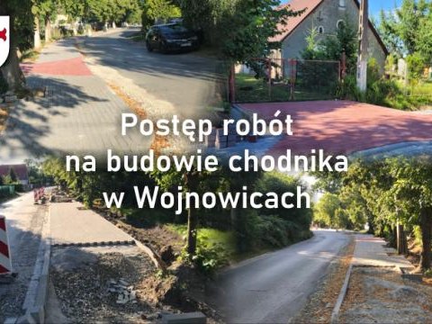 Postęp robót na budowie chodnika w Wojnowicach