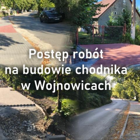 Postęp robót na budowie chodnika w Wojnowicach