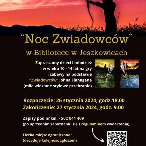 Noc Zwiadowców w bibliotece w Jeszkowicach