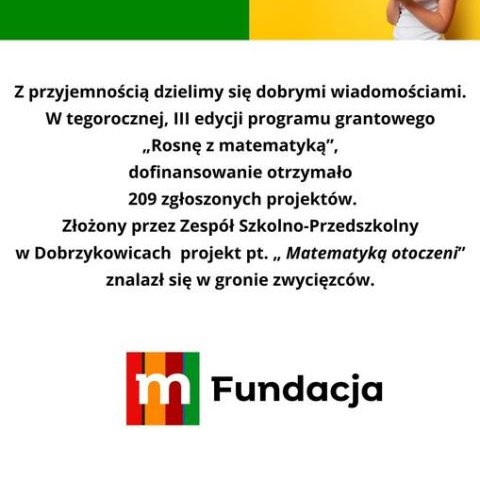 Grant w ramach 3 edycji programu mBank - mFundacja „Rosnę z matematyką”