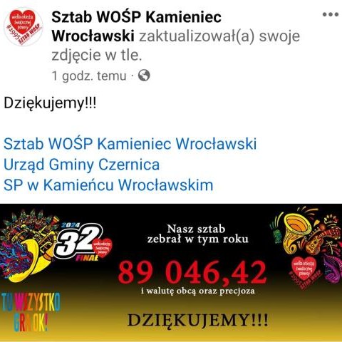 Brawo! Gratulujemy całemu Sztabowi oraz naszym Mieszkańcom!