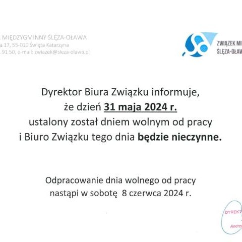 Komunikat Związku Międzygminnego Ślęza-Oława