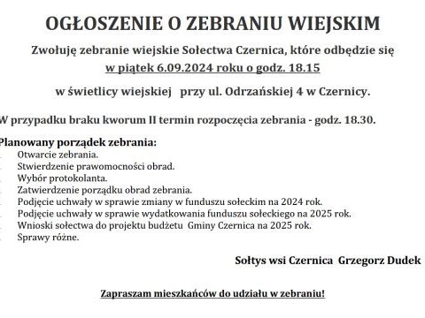 Zebranie wiejskie sołectwa Czernica