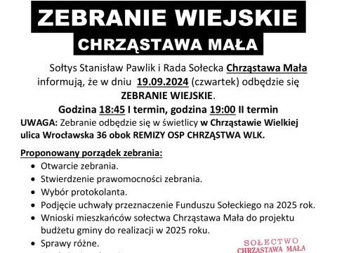 Zebranie wiejskie sołectwa Chrząstawa Mała