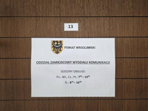 Przypominamy, że od 9 września w Urzędzie Gminy Czernica działa Zamiejscowy Punkt Wydziału Komunikacji