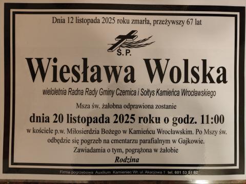 Ostatnie pożegnanie Ś.P. Wiesławy Wolskiej