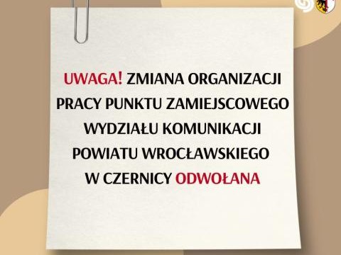 Uwaga! Odwołana została zmiana organizacji pracy Wydziału Komunikacji oraz Punktów Zamiejscowych w dniu 8 października 2026 r.