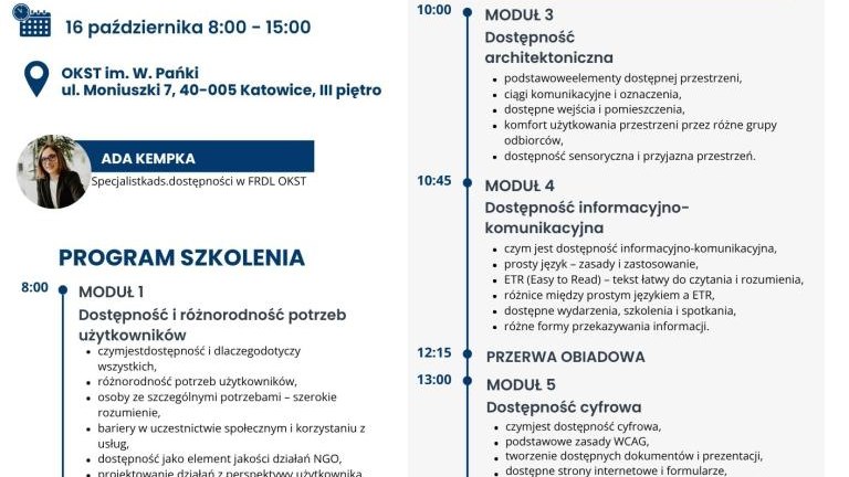 Ada Kempka Trener dostępności dla osób ze szczególnymi potrzebami, audytor dostępności. Specjalistka w zakresie dostępności architektonicznej i komunikacyjno-informacyjnej, doradca. Łukasz Wolff O(2).jpg