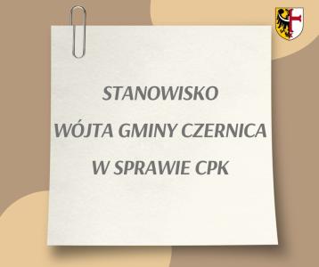 Stanowisko Wójta Gminy Czernica w sprawie CPK