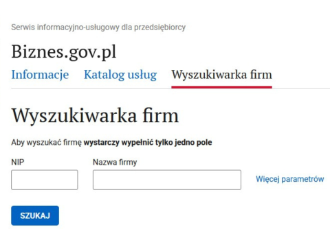 Wyszukiwarka firm umożliwiająca sprawdzenie statusu VAT firmy